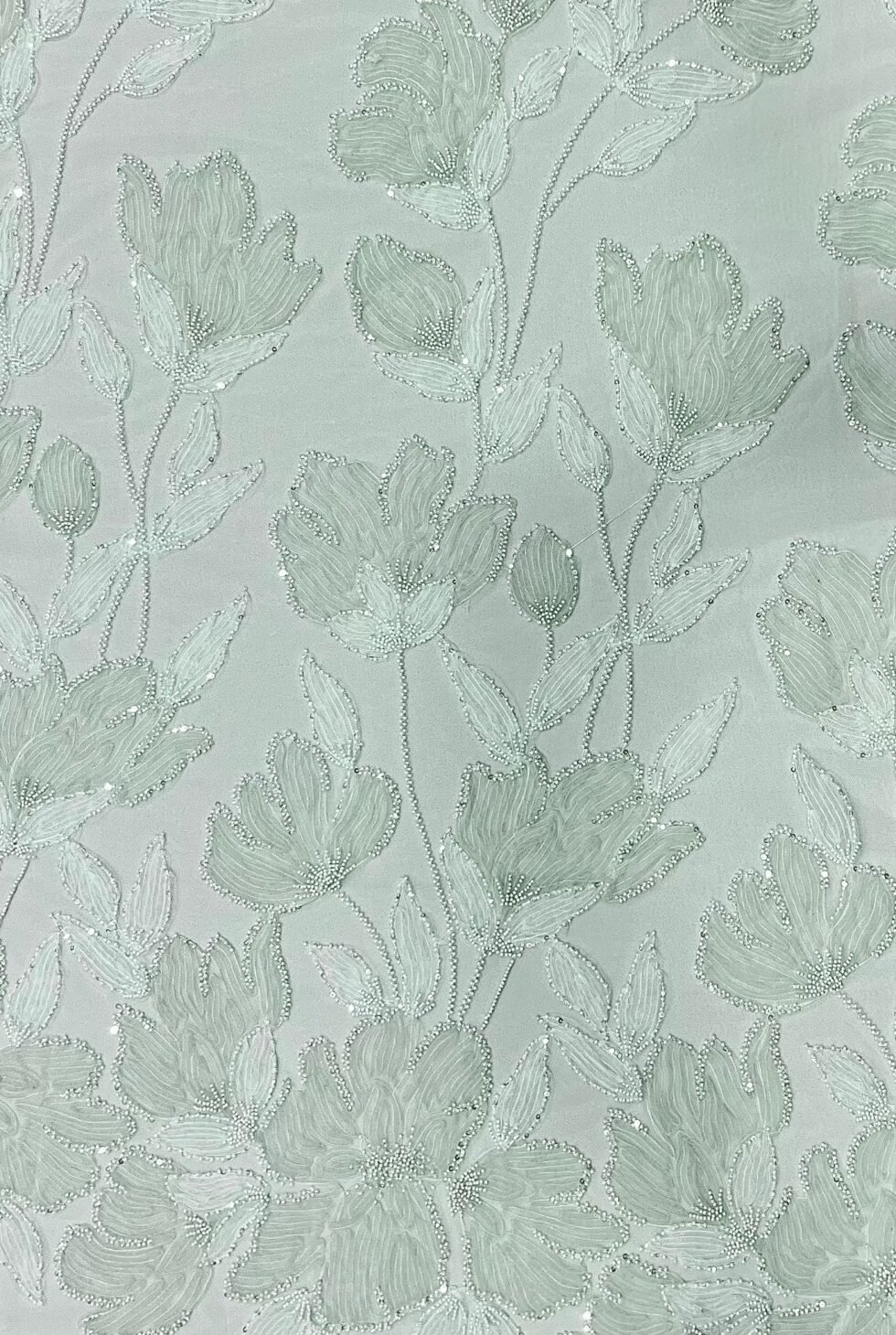 Tul Bordado Pedrería Verde Mint