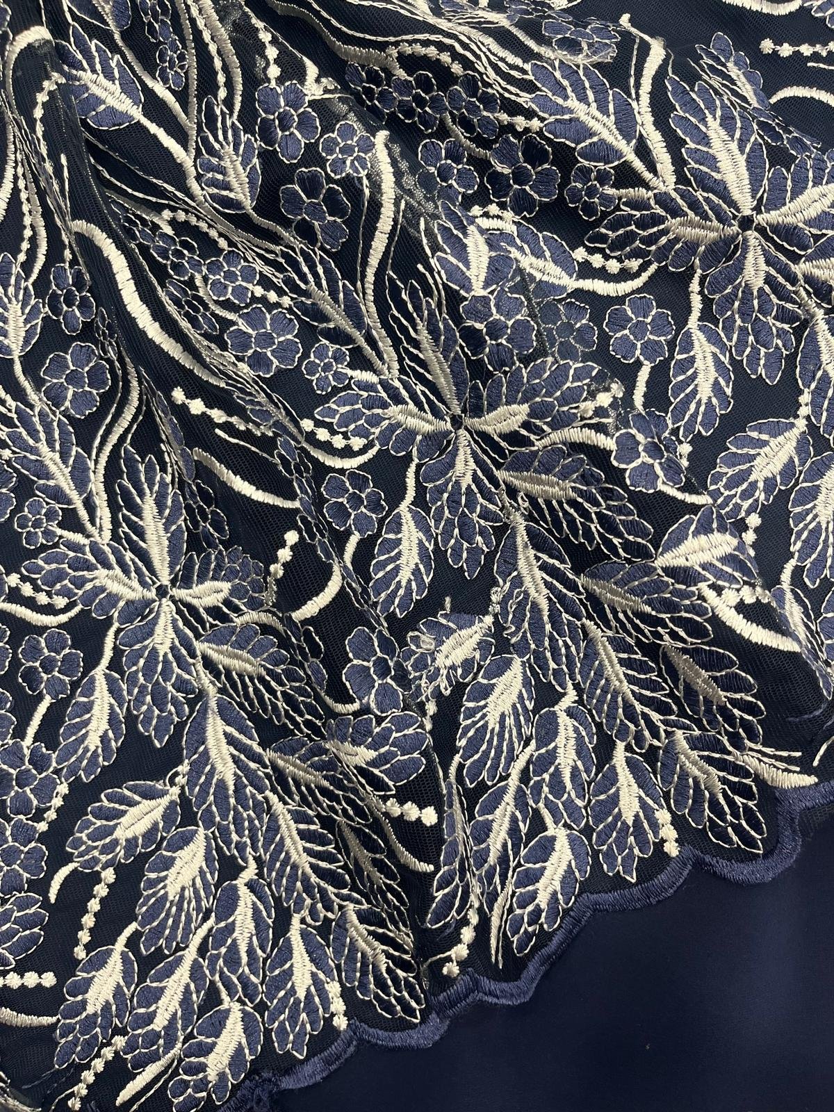 Encaje Azul Noche y Gris